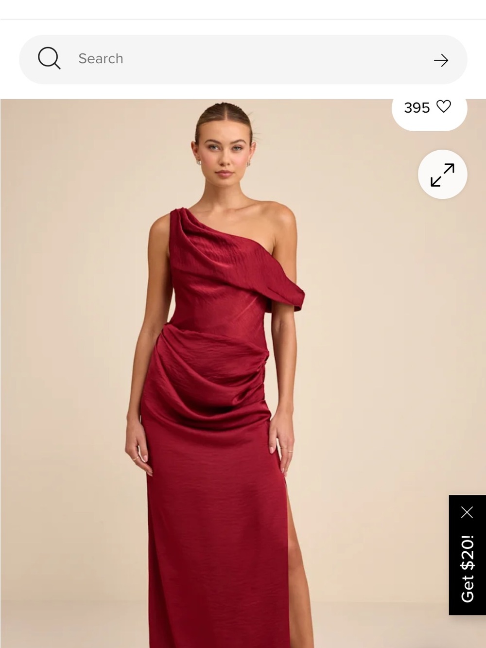 Lulu's One-Shoulder Wine Red Satin Evening Gown